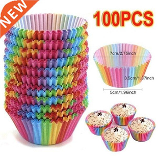 100Pcs/set Lovely Colorful Rainbow Cake Cupcake Liners
