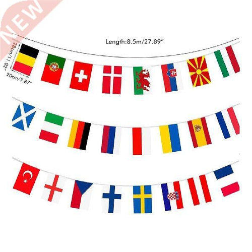 2021 Euro Football Banner 24 Nations Bunting Flags for Home
