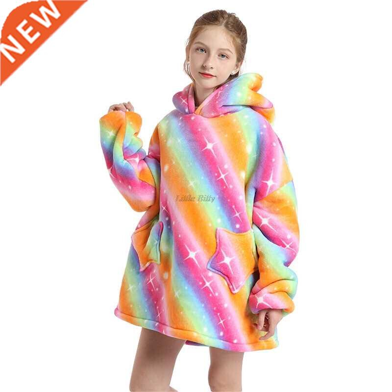 Girls Unicorn Rainbow Kigurumi Blankets Hoodies Oversized Sh