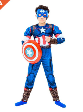 Boys Avengers Costume Kids Captain America Cosplay Jumpsuit