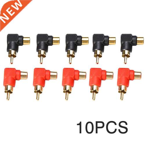 Mayitr 10pc Right Angle 90 Degree RCA Male to RCA Female Con