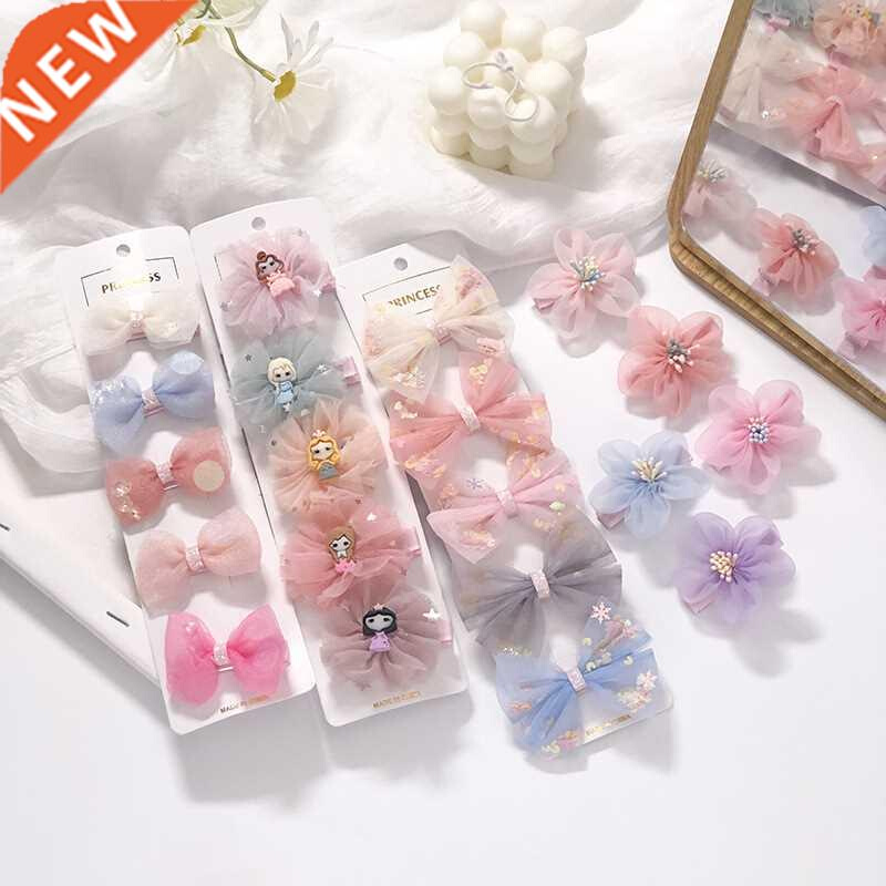 5PCS/Set New Cute Colorful Bow Hair Clips For Girls Sweet He