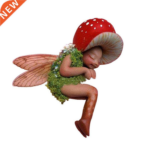 Newest Mini Sleeping Mushroom Fairy Statue Resin Elf Crafts