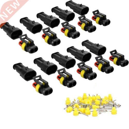 10Pcs 2 Pin Way Waterproof Electrical Connector Male Female