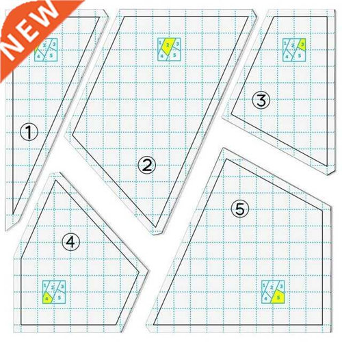5 Pieces Quilting Template Set Sewing Machine Ruler  Hand