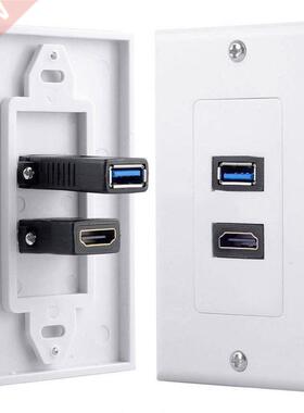 1x 2Port HDMI+USB 3.0 Female Wall Face Plate Panel Outlet So