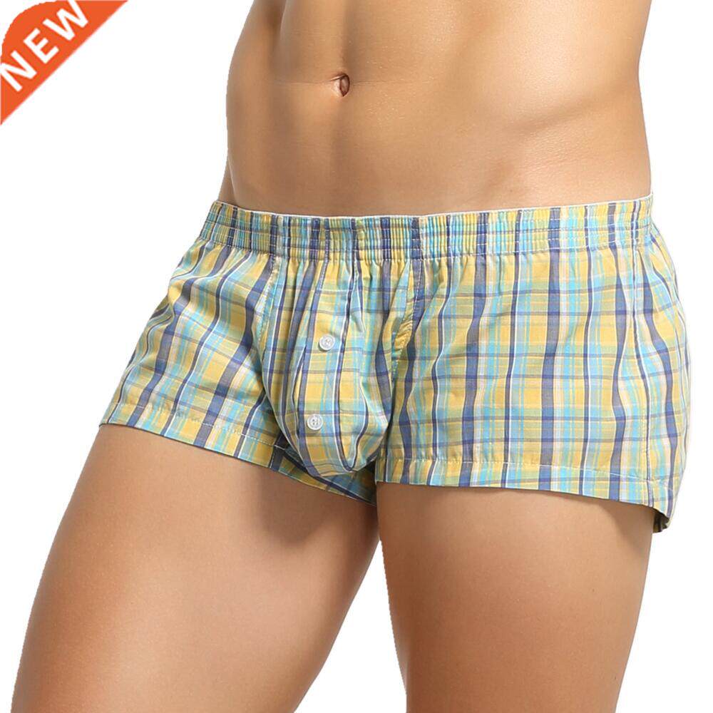 SEOBEAN Men's Underwear Sleepwear Lounge Shorts Cotton Plaid图片