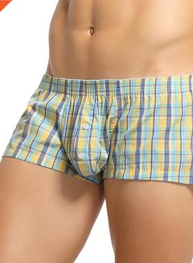 SEOBEAN Men's Underwear Sleepwear Lounge Shorts Cotton Plaid