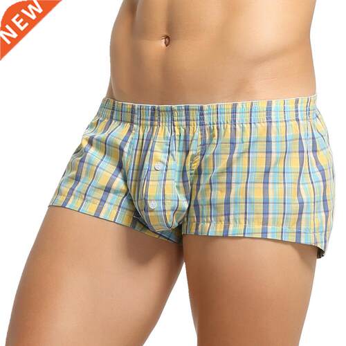 SEOBEAN Men's Underwear Sleepwear Lounge Shorts Cotton Plaid