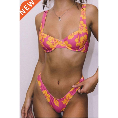 Yiiciovy Female Bikini Set Floral Print Two-Piece Bathing Su