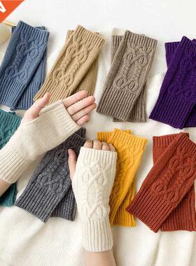 2022 Knitted Half-cut Gloves Female Cute Winter Fingerless H