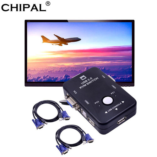 CHIPAL 10pcs 2 Port USB 2.0 KVM Switch Switcher 1920*1440 V