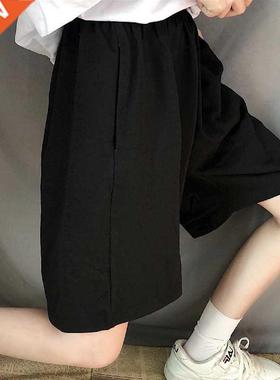 Summer Gray Shorts Women Fashion Ladies Elastic Waists Short