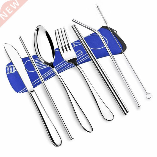 Portable Lunch Tableware Cutlery Set Stainless Steel Spoon F