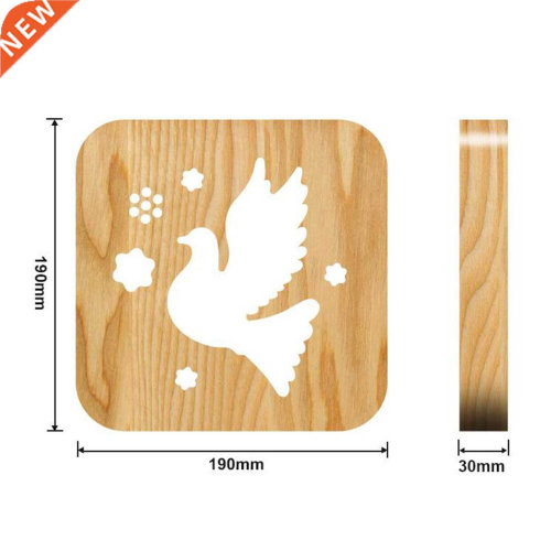 LED USB Night Light Wooden Pigeon Desk Lamp Kids Bedroom 3D