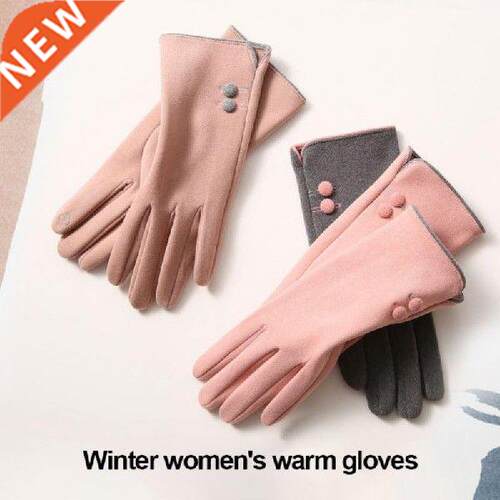 2022 Warm Gloves Ladies Winter Velvet Outdoor Korean