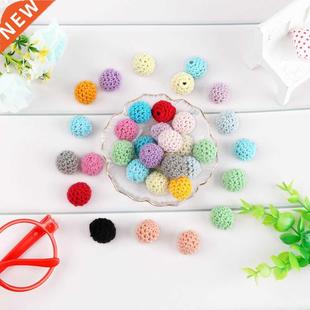 Kovict 30pc/lot Crochet Round Wooden Bes Mix Handme 16mm
