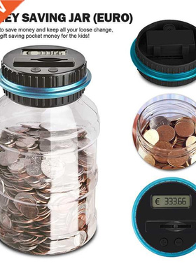Electronic Digital Counting Coin Bank Money Saving Box Jar L
