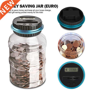 Electronic Digital Counting Coin Bank Money Saving Box Jar L