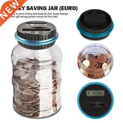 Electronic Digital Counting Coin Bank Money Saving Box Jar L