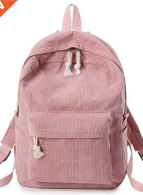 Preppy Style Soft Faric ackpack Female Corduroy Design Sch