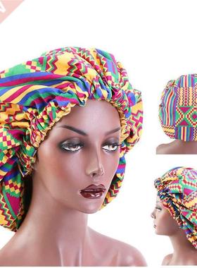 African Pattern Print Bonnet Hijabs Hat Women Night Sleep Ca