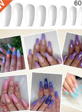 600Pcs Clear/Natural Long Ballet False Nail Tips Fingernail