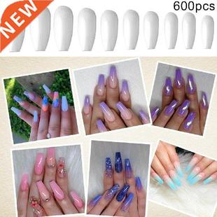 600Pcs Clear/Natural Long Ballet False Nail Tips Fingernail