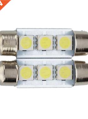 2x C5W 3 LED SMD 5050 36mm Xenon White Bulb plate shuttle