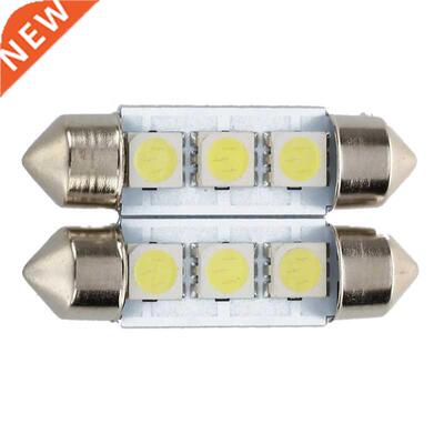 2x C5W 3 LED SMD 5050 36mm Xenon White Bulb plate shuttle