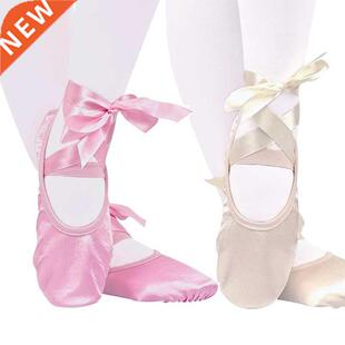 Ballet Dance Silk Dancing Shoes Pointe With Ribbon For Child