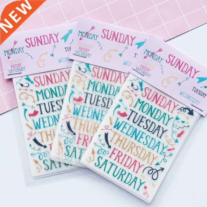5 Sheets/Pack Monday to Sunday 7 Days Paper Decorative Stick