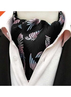Fashion Men's Ascot Feather Floral Pattern Unique Neck Scarf