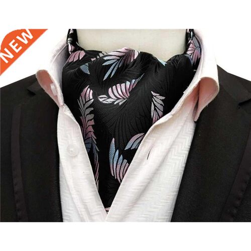 Fashion Men's Ascot Feather Floral Pattern Unique Neck Scarf