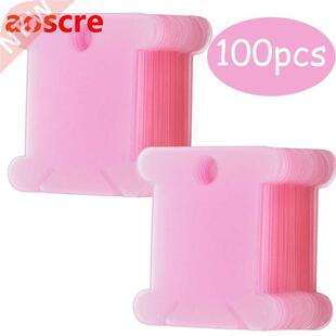 100 Pcs Pink Plastic Thread Bobbins Spool Thread Card For DI