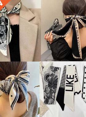 Fashion Retro Letters Hair Sreamer Houndstooth French tail H