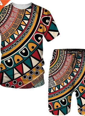 African Printed Women's/Men's T-shirts Sets Fashion Vintage