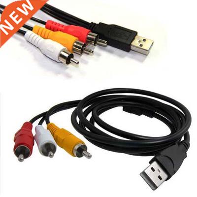 1.8m USB Male A to 3 RCA AV A/V TV Adapter Cord Cable Qualit