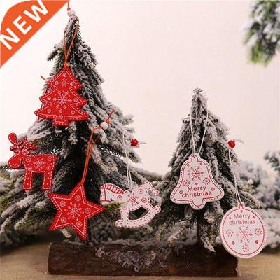 12Pcs Christmas Snowflakes Wooden Pendants Xmas Tree Ornamen