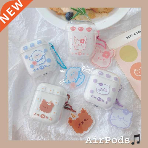 For AirPod 1 2 Case Cat Dog Transparent Clear Cute Cartoon