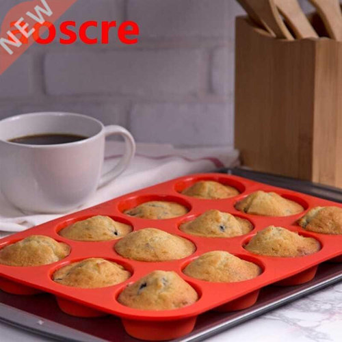 24-Hole Multi-Grid Round Silicone Muffin Cup Mold Muffin Cak