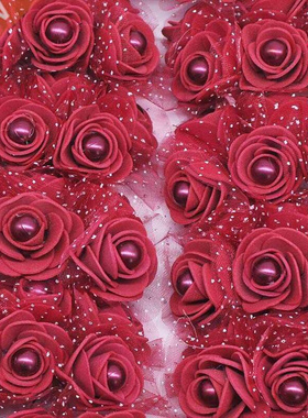 24/72Pcs 3cm Foam Rose with Immitation Pel Bead tificial