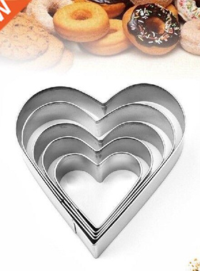 5 Pcs/ Heart Shaped Cookie Molds Set Sweet Baking Stainless