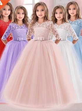 2021 Winter Long Sleeve Girl Party Dress Wedding Dress Kids