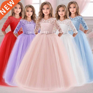 2021 Winter Long Sleeve Girl Party Dress Wedding Dress Kids