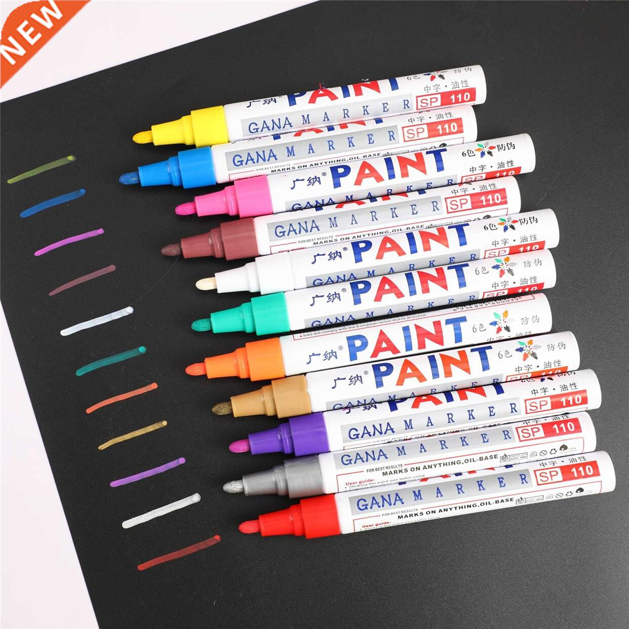 12 Vibrant Colored Waterproof Oil Based Paint Markers for D