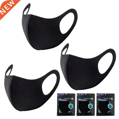 1/3pcs Black Washable Mask 3 Layer Cycling Cotton Mouth Face