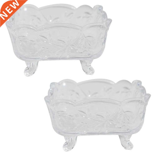 2pcs Delicate Glass Plate Glass Crystal Tableware