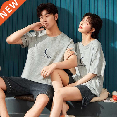 Couple Pajamas Sets Summer Casual Cotton O-neck Plus Size Ho