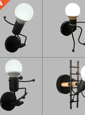 simplicity matchstick man Cartoon wall light Children's room